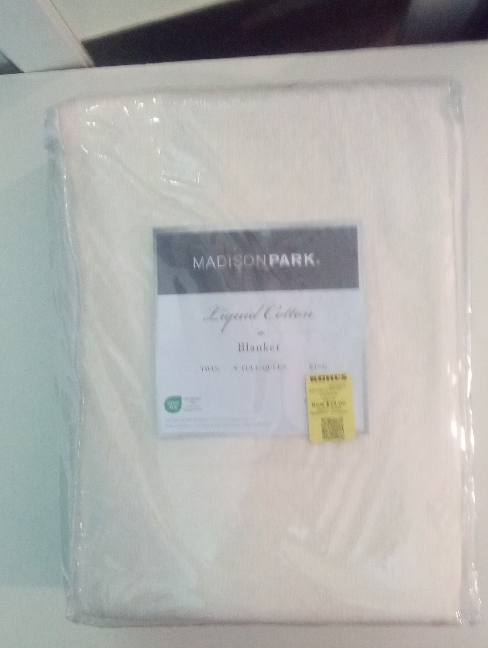 Madison Park Liquid Cotton Plush Blanket - Ivory Cream Full Queen NWT $70